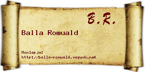 Balla Romuald névjegykártya